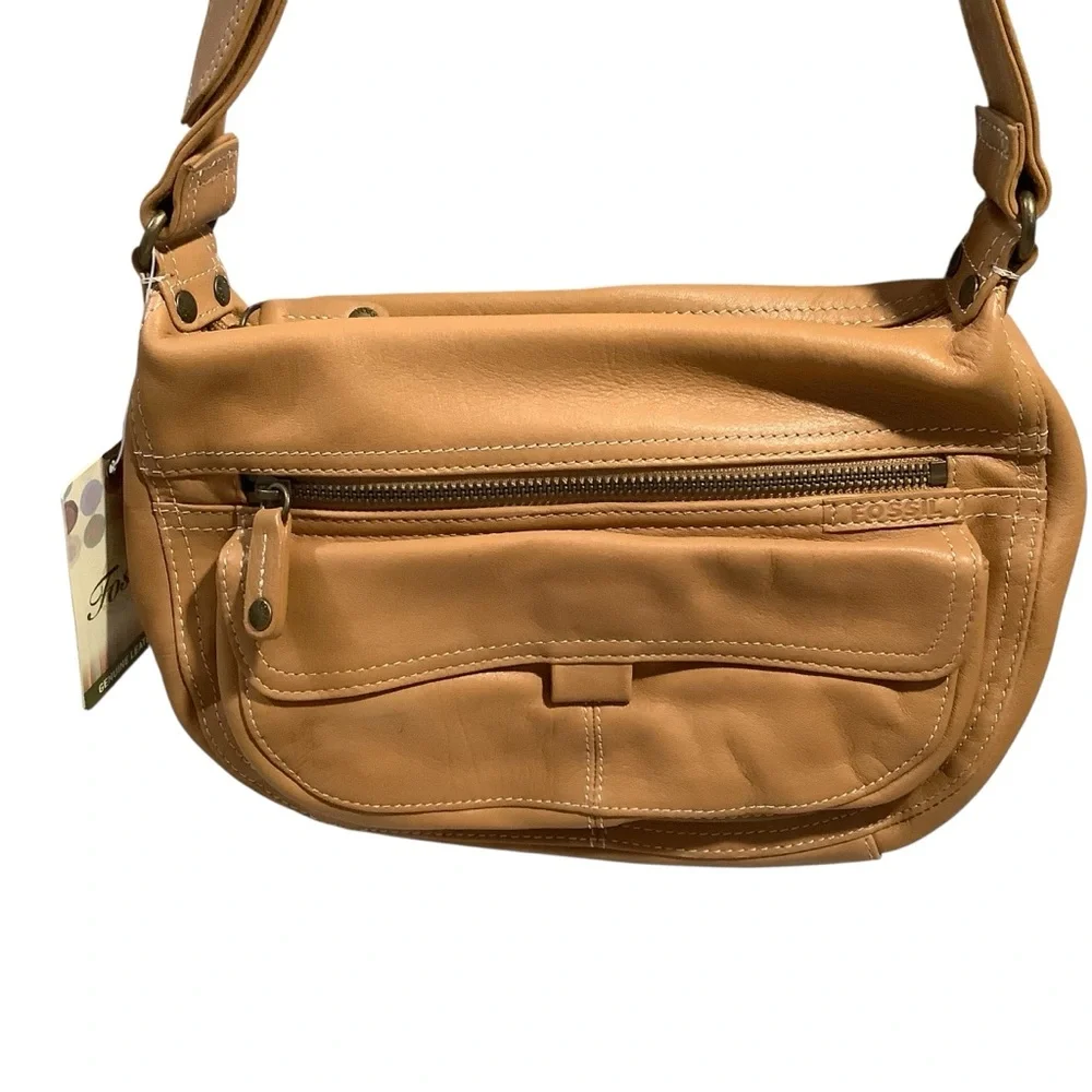 Fossil Leather Janet Everyday Hobo Shoulder Bag In Camel